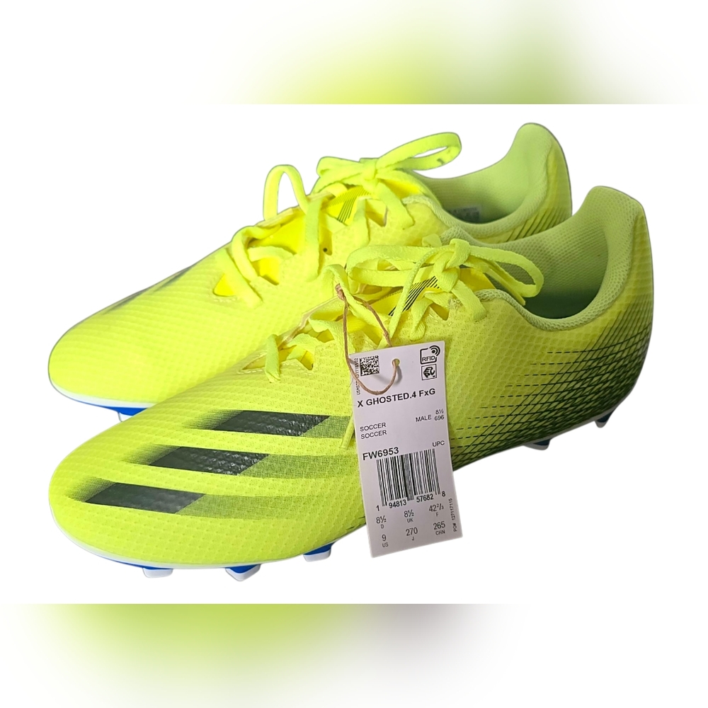 Mens Size 9 Adidas X Ghosted.4 FXG Soccer Cleats Neon Green Firm Ground